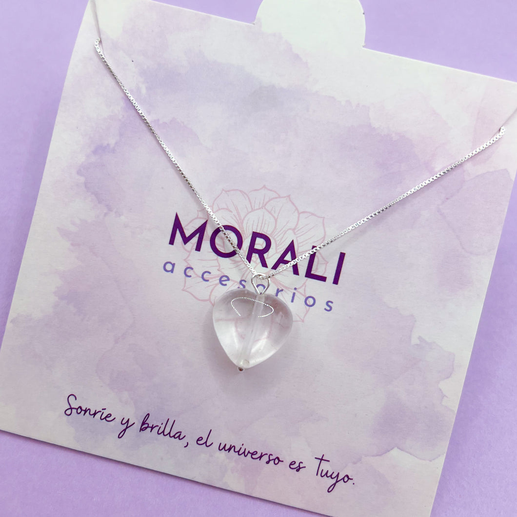 Dije Plata Corazón Cuarzo Cristal