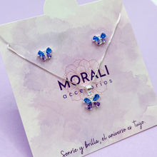 Cargar imagen en el visor de la galería, Juego Plata Mariposa Azul Lila
