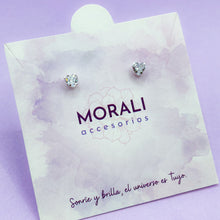 Cargar imagen en el visor de la galería, Aretes Plata Circón Corazón 6 mm

