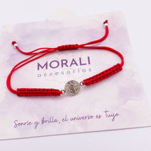 Cargar imagen en el visor de la galería, Pulsera Plata San Benito Roja
