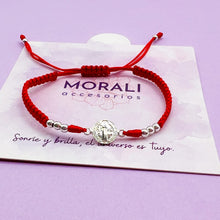 Cargar imagen en el visor de la galería, Pulsera Plata San Benito Roja
