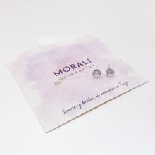 Cargar imagen en el visor de la galería, Aretes Plata Circón Redondo 7 mm
