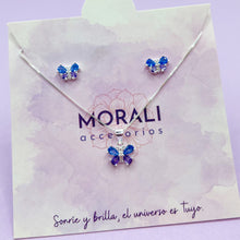 Cargar imagen en el visor de la galería, Juego Plata Mariposa Azul Lila
