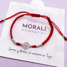 Cargar imagen en el visor de la galería, Pulsera Plata San Benito Roja
