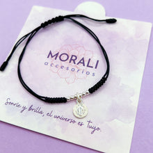 Cargar imagen en el visor de la galería, Pulsera Plata Medalla San Benito Negra
