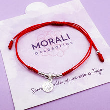 Cargar imagen en el visor de la galería, Pulsera Plata Medalla San Benito Roja
