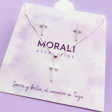 Cargar imagen en el visor de la galería, Juego Plata Cruz Microcircones
