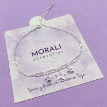 Cargar imagen en el visor de la galería, Tobillera Plata Tres Estrellas
