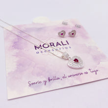 Cargar imagen en el visor de la galería, Juego Plata Corazón Fucsia
