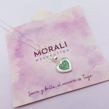 Cargar imagen en el visor de la galería, Dije Plata Corazón Circones Verdes
