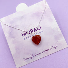 Cargar imagen en el visor de la galería, Dije Plata Corazón Ágata Naranja
