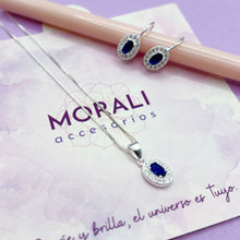 Cargar imagen en el visor de la galería, Juego Plata Circón Óvalo Azul
