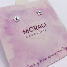 Cargar imagen en el visor de la galería, Aretes Plata Estrellita Azul
