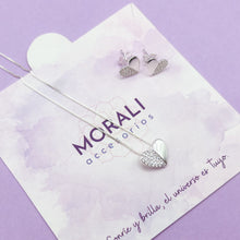 Cargar imagen en el visor de la galería, Juego Plata Corazón Mitad Microcircones
