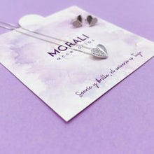 Cargar imagen en el visor de la galería, Juego Plata Corazón Mitad Microcircones

