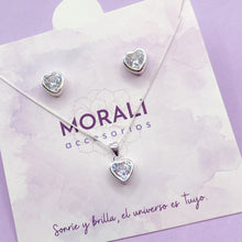 Cargar imagen en el visor de la galería, Juego Plata Corazón Circón Cristal
