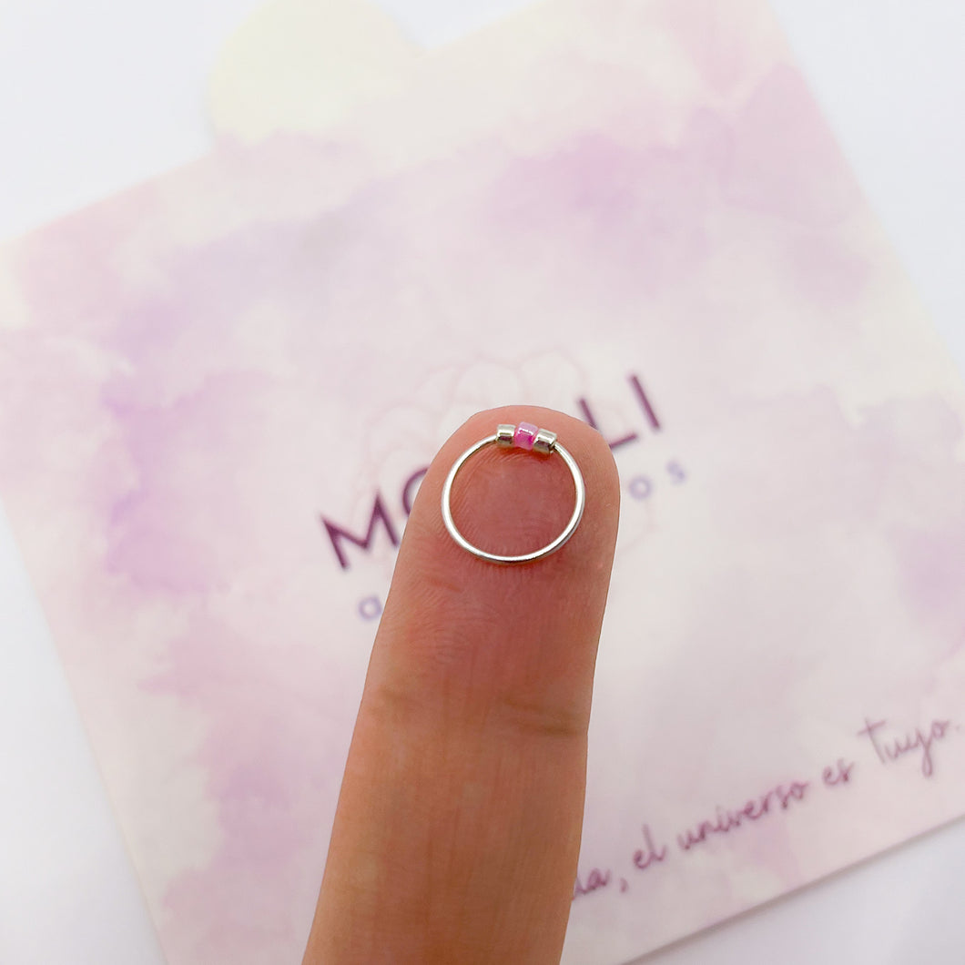 Piercing Plata Nostril Fucsia Pastel