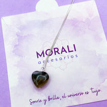 Cargar imagen en el visor de la galería, Dije Plata Corazón Cuarzo Ahumado
