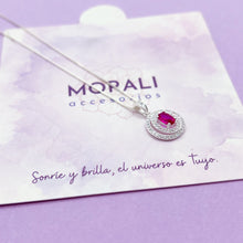 Cargar imagen en el visor de la galería, Dije Plata Oval Circones Fucsia
