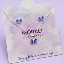 Cargar imagen en el visor de la galería, Juego Plata Mariposa Azul Lila
