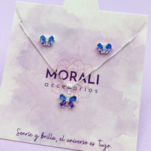 Cargar imagen en el visor de la galería, Juego Plata Mariposa Azul Lila
