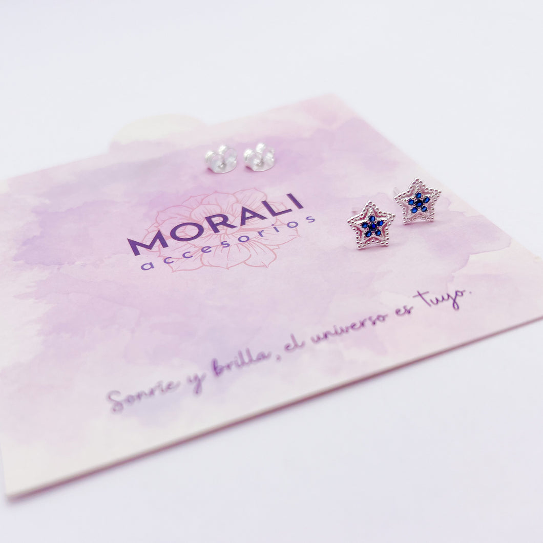 Aretes Plata Estrellita Azul