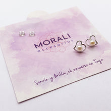 Cargar imagen en el visor de la galería, Aretes Plata Corazón Perla
