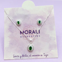 Cargar imagen en el visor de la galería, Juego Plata Circón Verde
