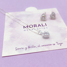 Cargar imagen en el visor de la galería, Juego Plata Corazón Circón Cristal
