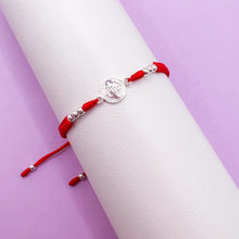 Cargar imagen en el visor de la galería, Pulsera Plata San Benito Roja
