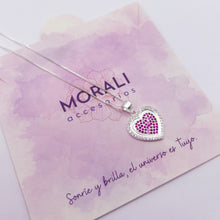 Cargar imagen en el visor de la galería, Dije Plata Corazón Circones Fucsia
