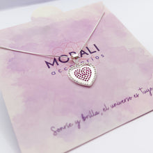 Cargar imagen en el visor de la galería, Dije Plata Corazón Circones Fucsia
