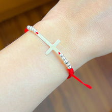 Cargar imagen en el visor de la galería, Pulsera Plata Cruz y Balines
