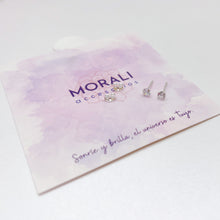 Cargar imagen en el visor de la galería, Aretes Plata Circón Redondo 4 mm
