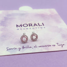 Cargar imagen en el visor de la galería, Aretes Plata Corazón Cierre de Seguridad
