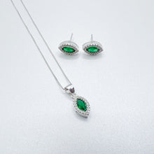 Cargar imagen en el visor de la galería, Juego Plata Circón Gota Verde
