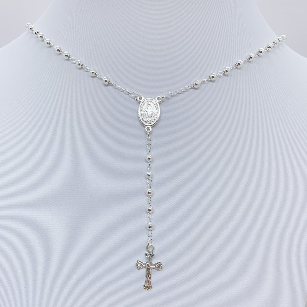 Rosario Plata Virgen Milagrosa 3 mm