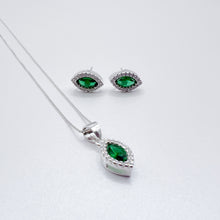 Cargar imagen en el visor de la galería, Juego Plata Circón Gota Verde
